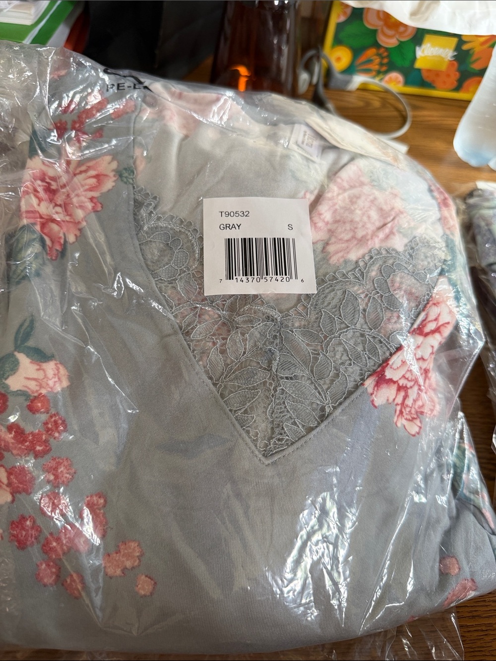🔥Flora Nikrooz Gray Floral Pajama Set Sz Small NWT